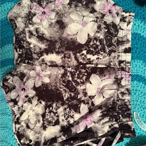 Floral Black and Pink Shorts